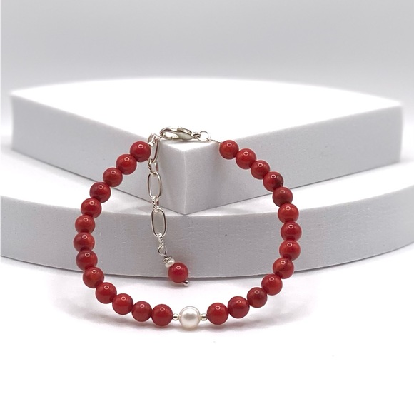 Genuine Red Coral With Freshwater Pearl - Picture 9 of 13